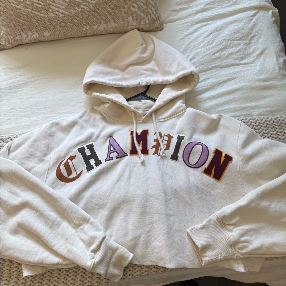 Champion Cropped Cotton Hoodie with Multi-Color Lettering size 2X